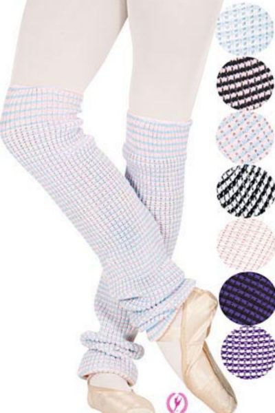 black and purple legwarmers